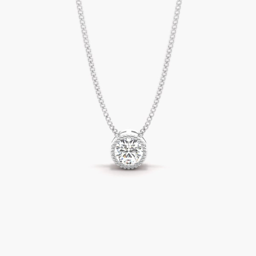 VVS1 Moissanite Round Cut Solitaire Filligree Pendant