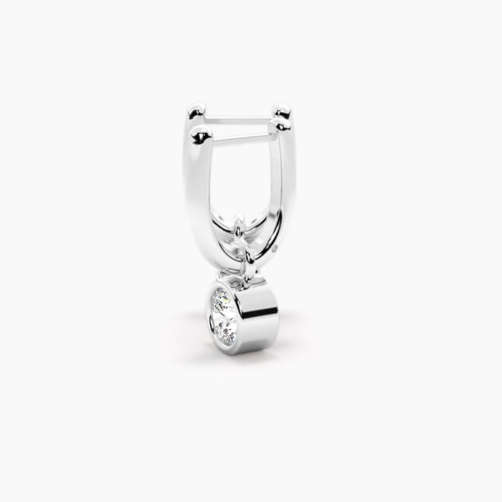 VVS1 Moissanite Round Cut Solitaire Bezel Set Hoop Earring