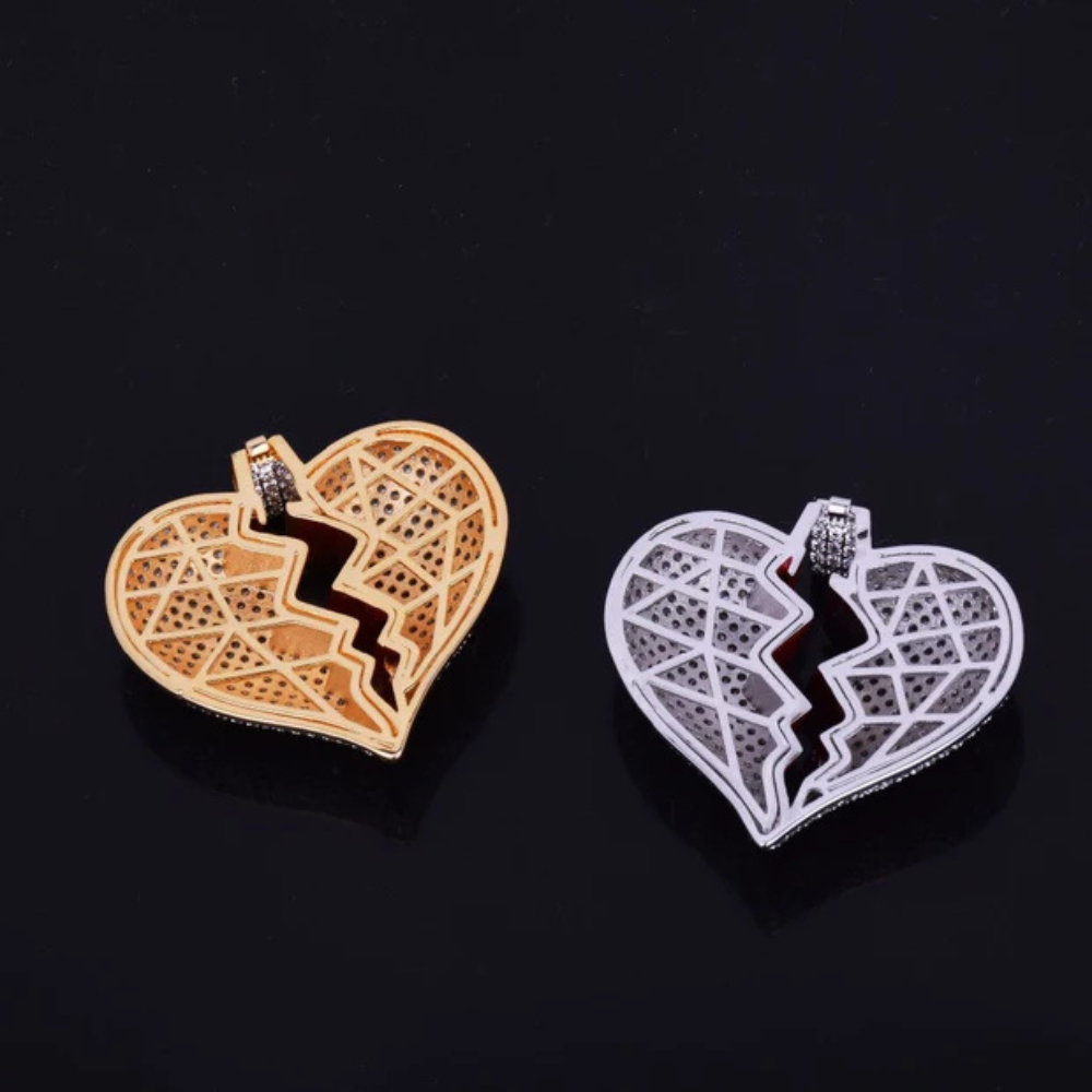 Lab Grown Diamond Round Cut Broken Heart Pendant For Men