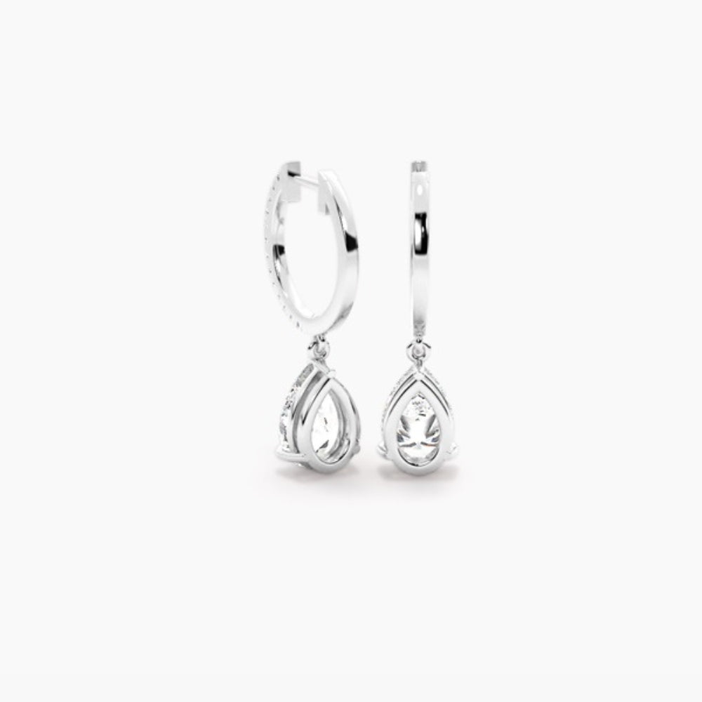 Pear Cut Moissanite Classic Hoop Earrings For Her