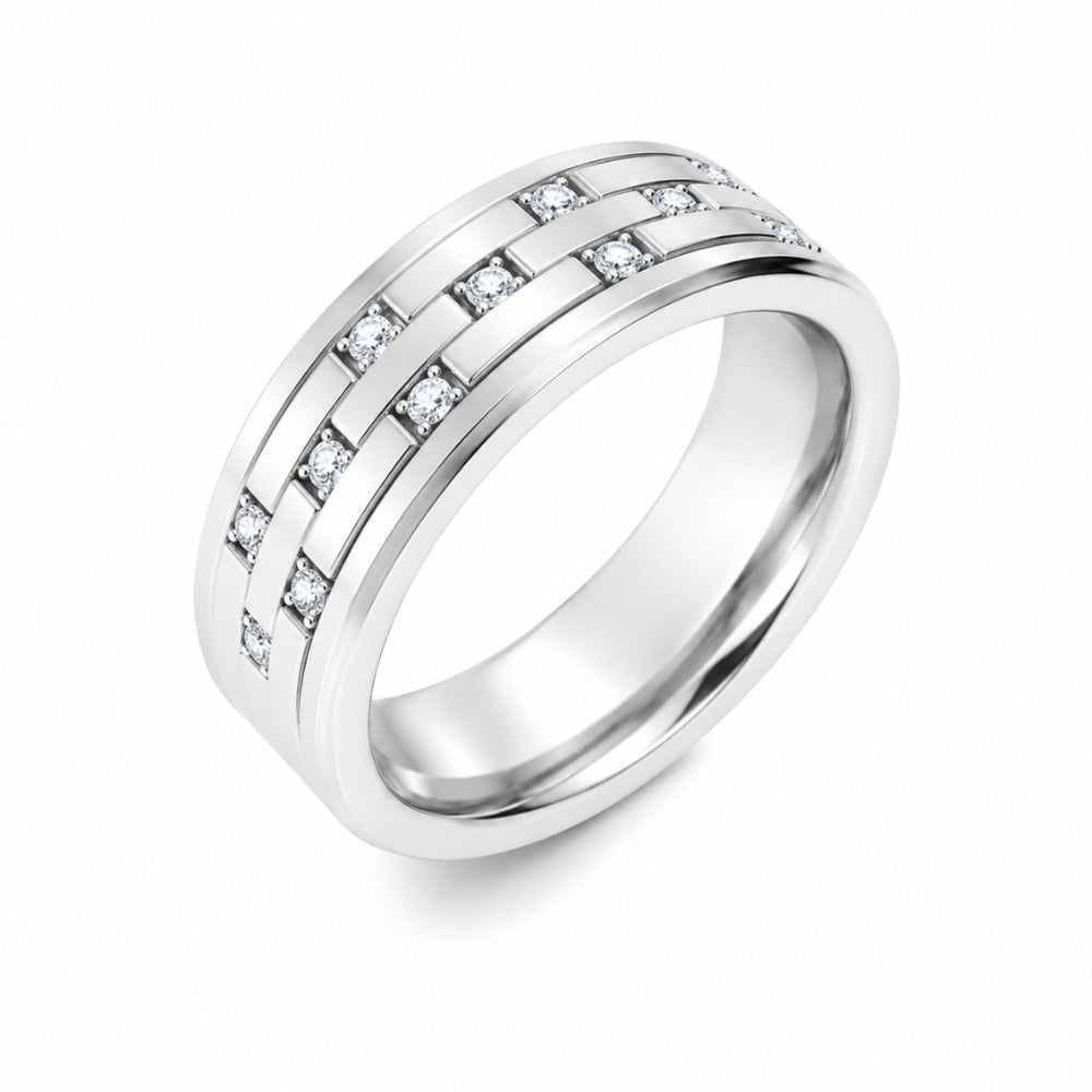 Lab Grown Diamond Round Cut Distance Pave Set Wedding Band