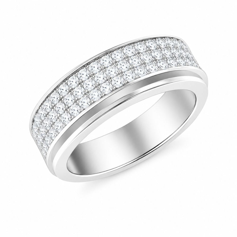 Lab Grown Diamond Round Cut Pave Set Band For Men