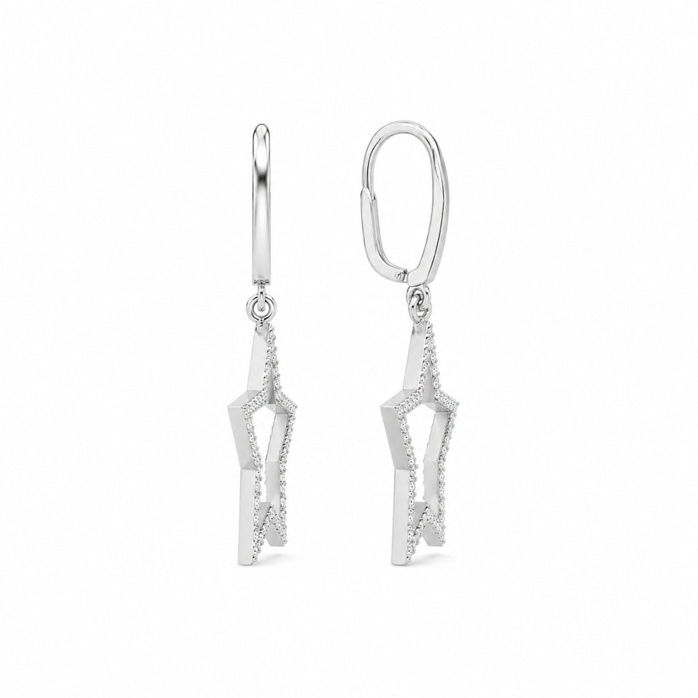Round Cut Moissanite Classic Star Style Drop Dangle Earrings