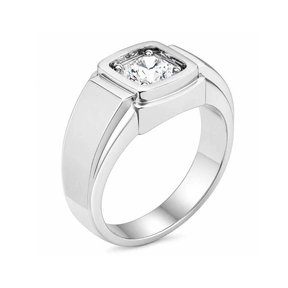 Round Cut Lab Grown Diamond Solitaire Engagement Ring For Men