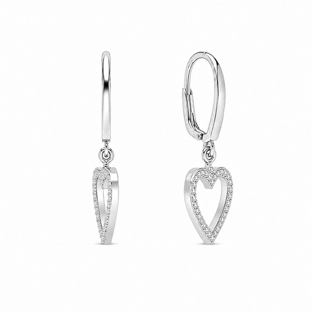 Moissanite Round Cut Heart Style Earrings For Birthday Gift