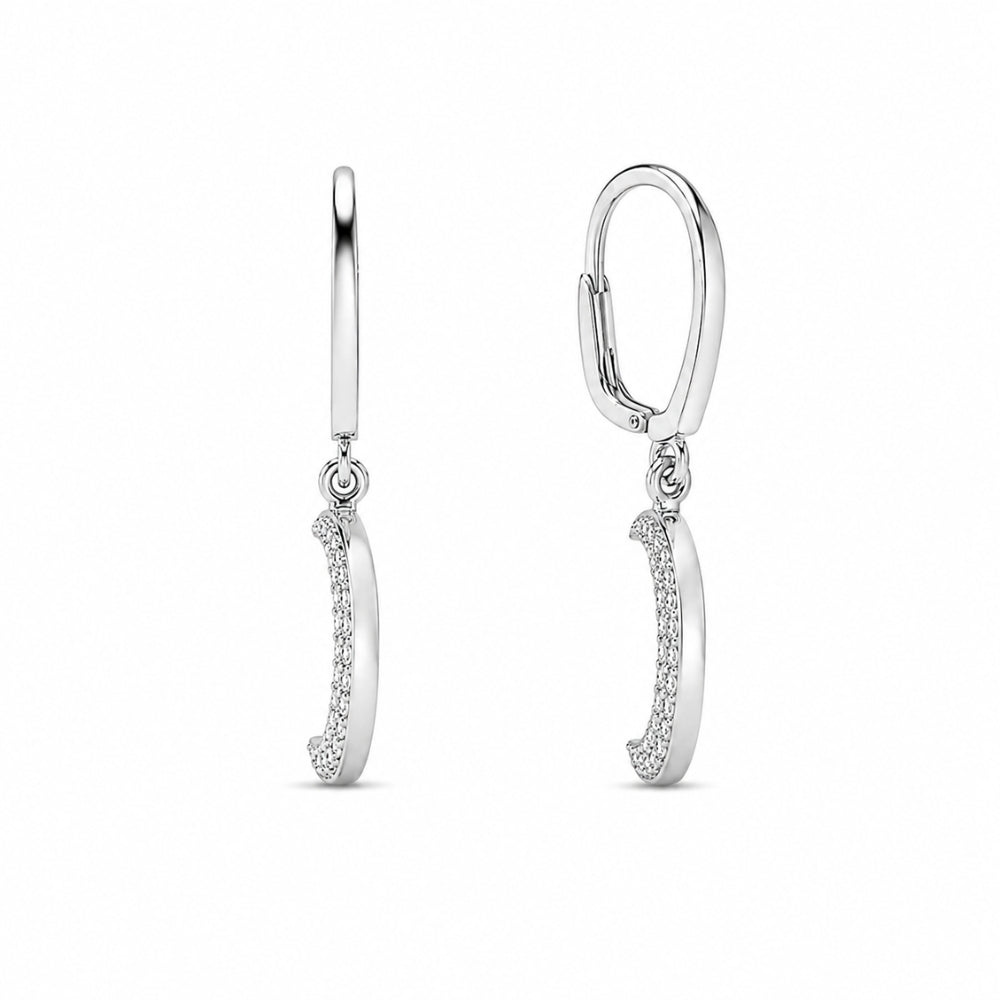 Round Cut Moissanite Half Moon Style Drop Dangle Earrings