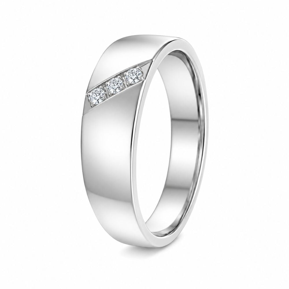 Round Cut Lab Grown Diamond Pave Set Wedding Band For Him