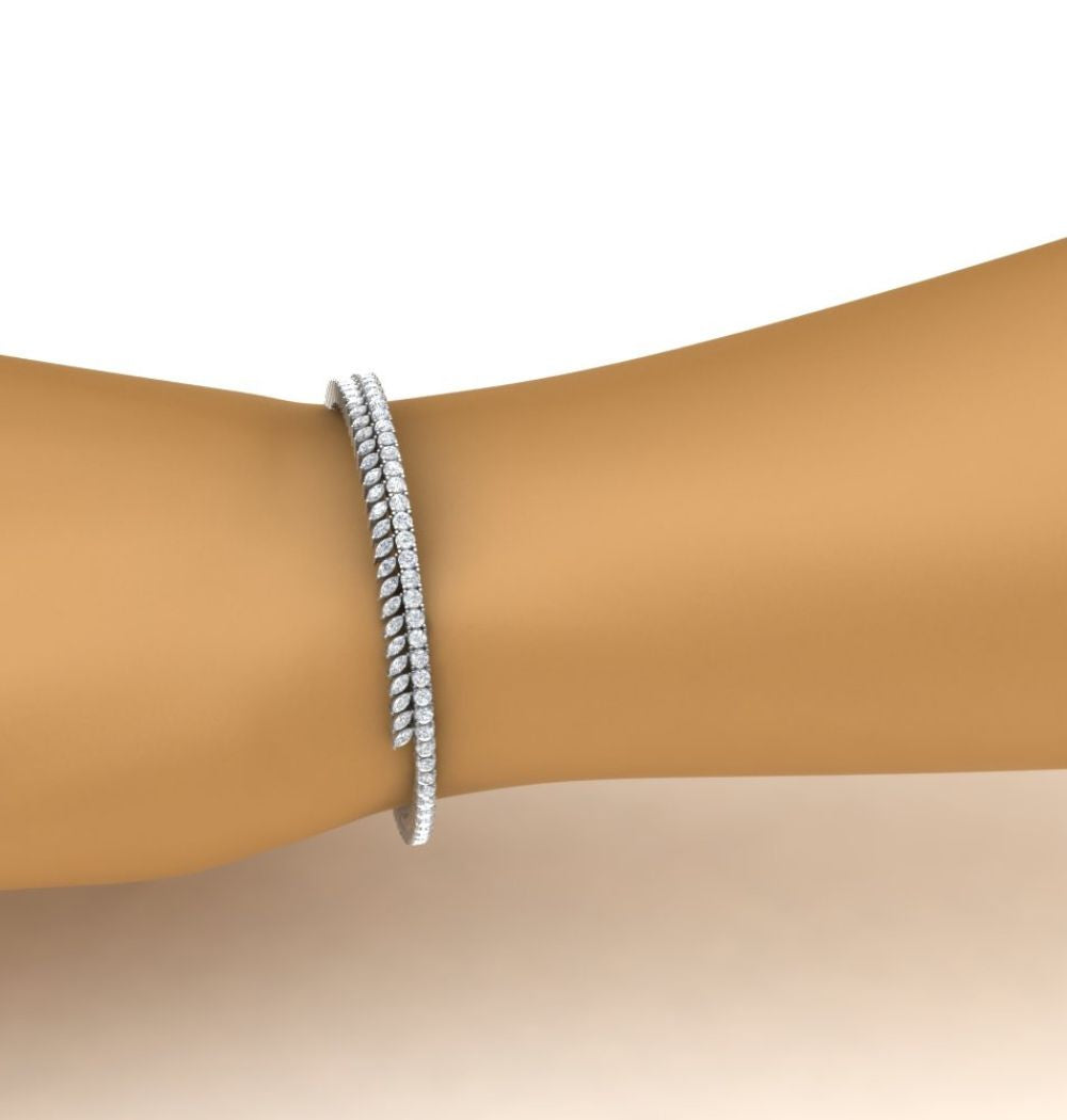 Round Cut & Marquise Cut Moissanite Tennis Bracelet