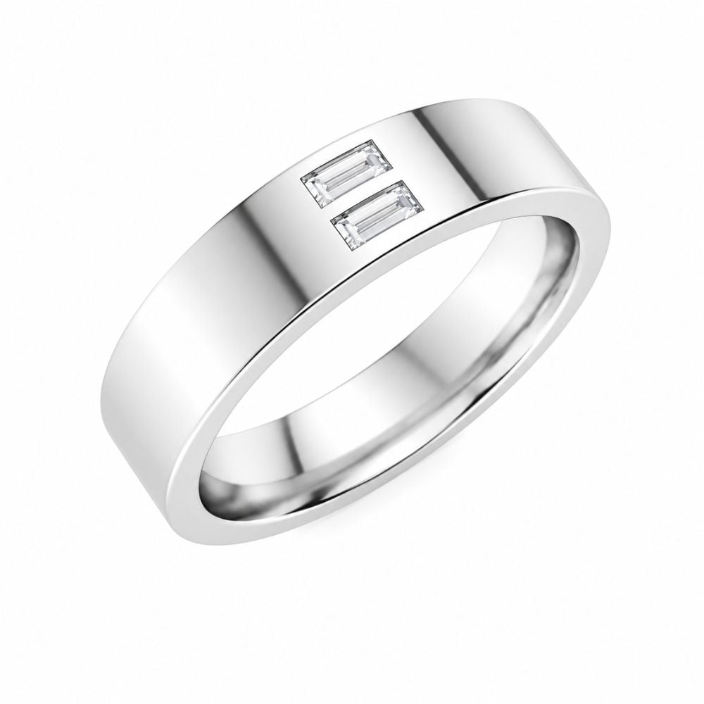 Baguette Cut Lab Grown Diamond  Flush Set Wedding Band
