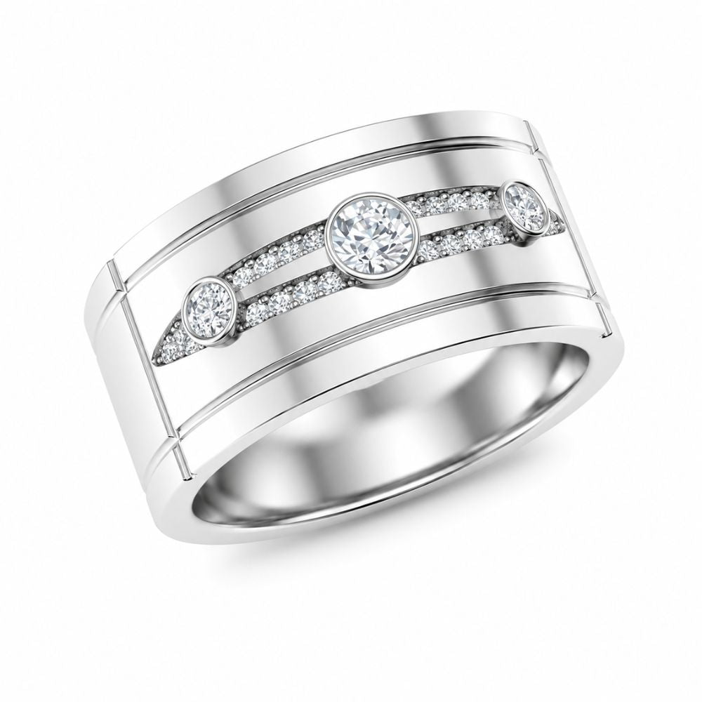 Lab Grown Diamond Round Cut Bezel Set Men's Wedding Band