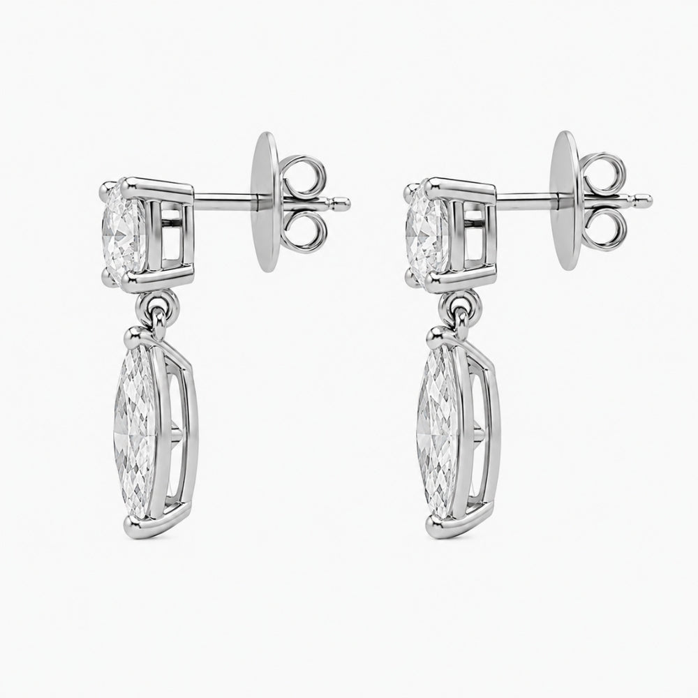 Marquise Cut D Color Moissanite Drop Dangle Earrings