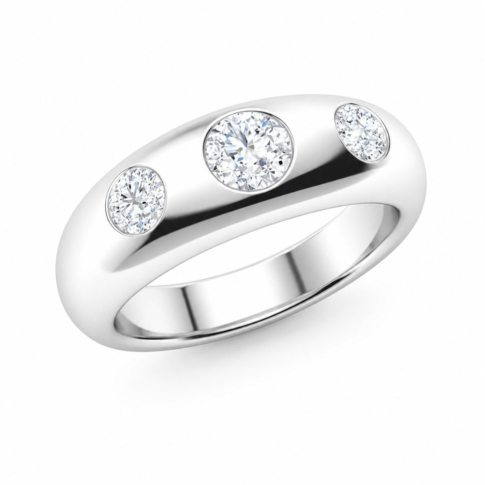 Lab Grown Diamond Round Cut Three Stone Engagement Ring