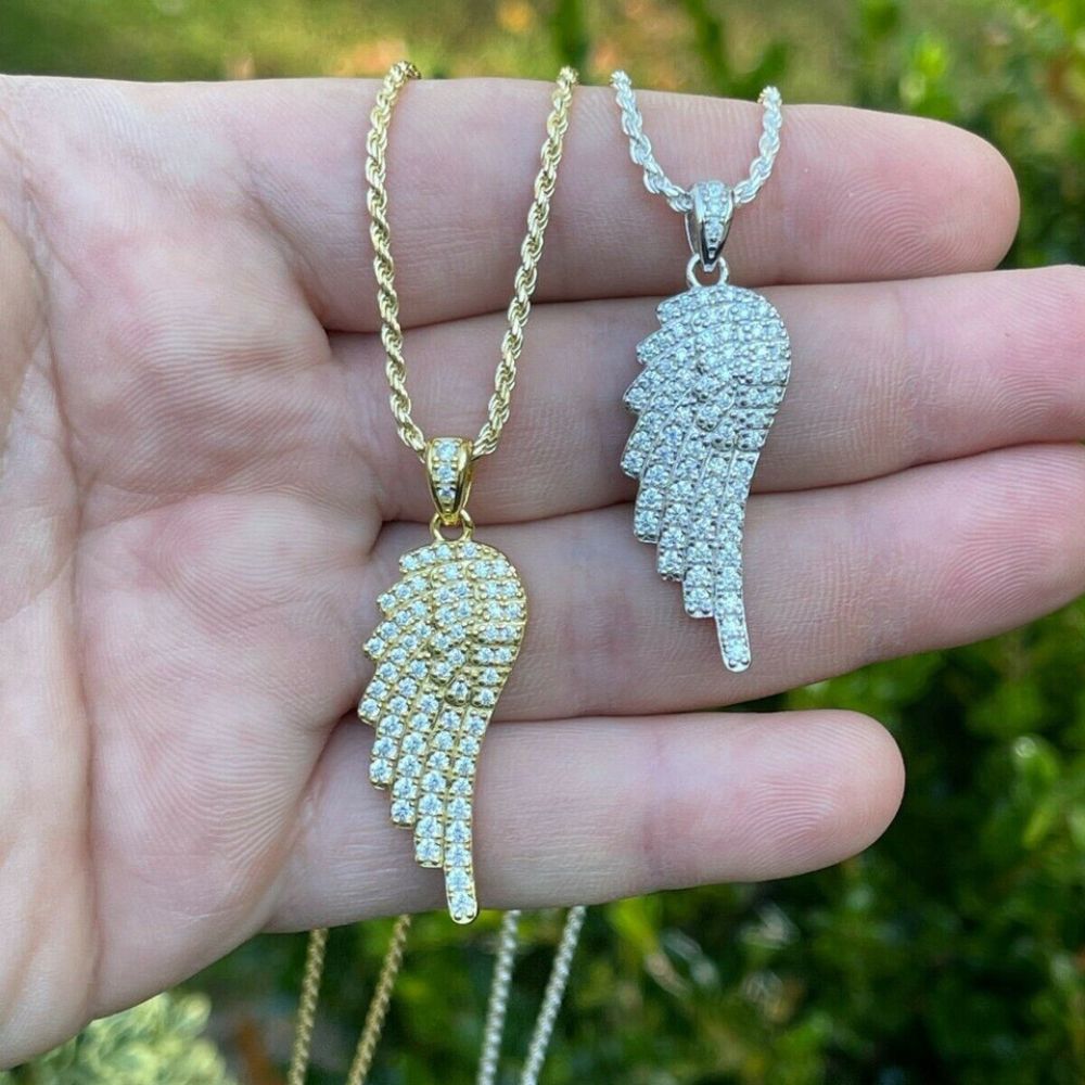 Moissanite Diamond Angel Wing Iced Out Hip Hop Pendant