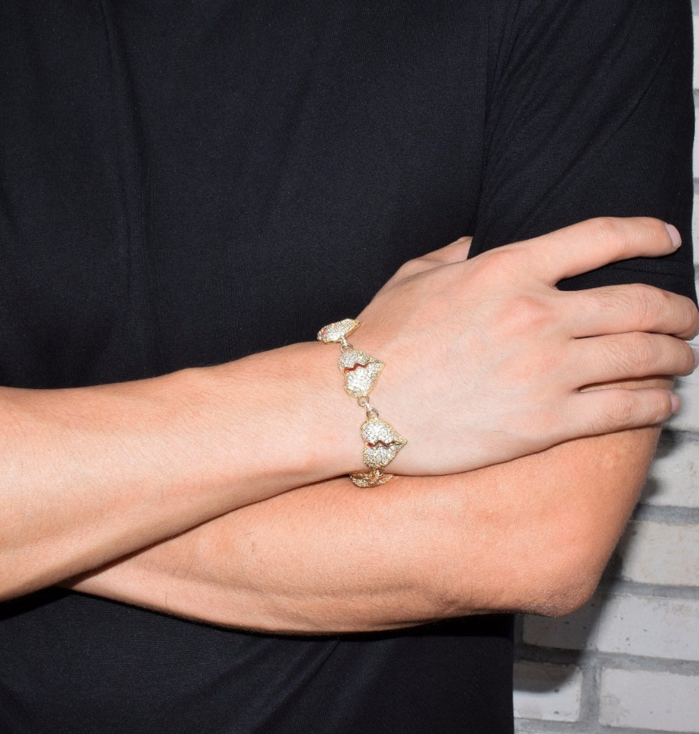 Round Cut Moissanite Broken Heart Iced Hip Hop Bracelet