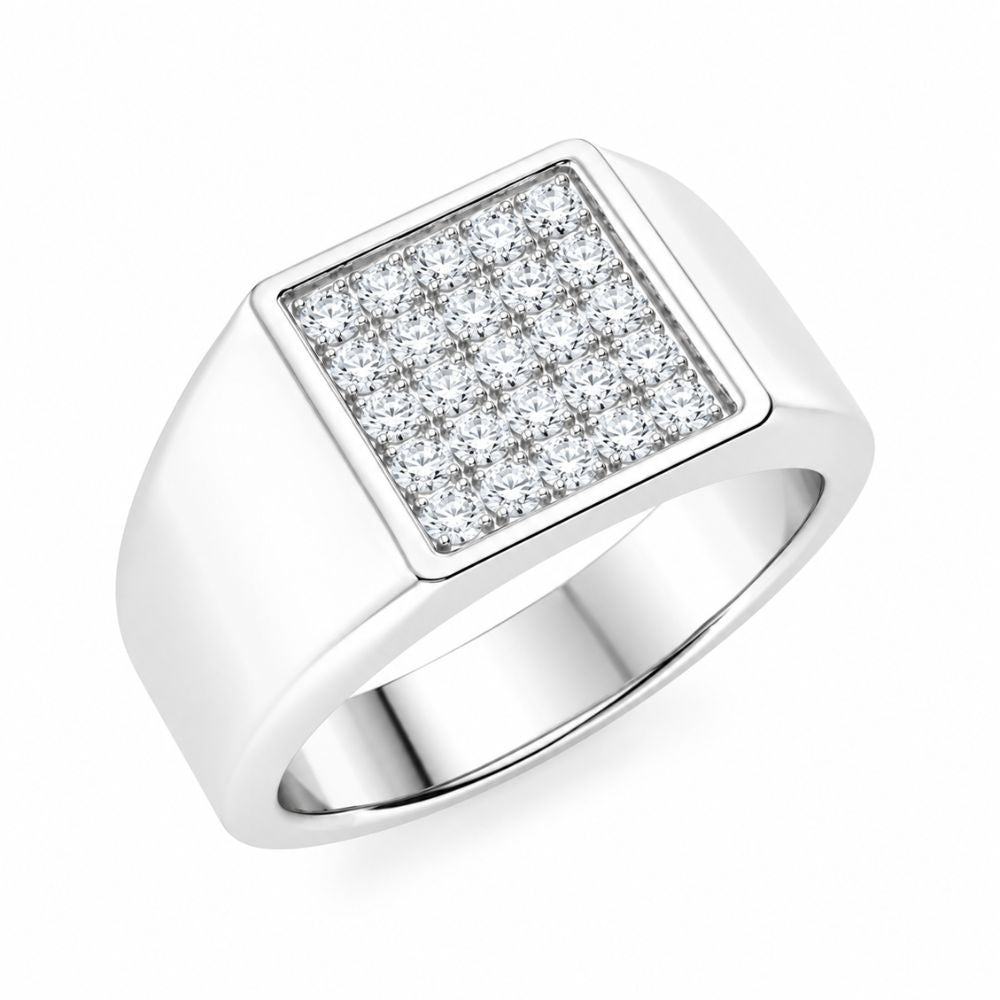 Lab Grown Diamond Round Cut Pave Set Men's Ring For Birthday Gift