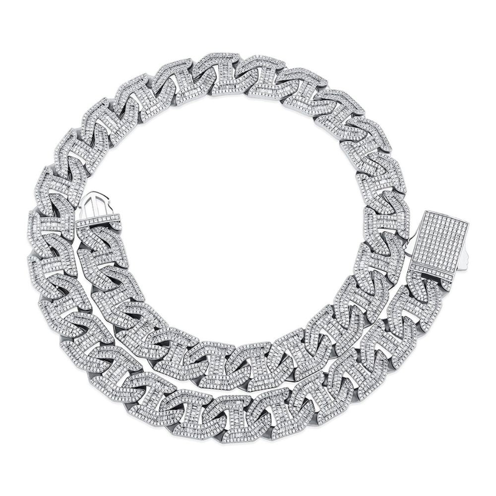 Baguette & Round Cut Lab Grown Diamond Iced Out Chain