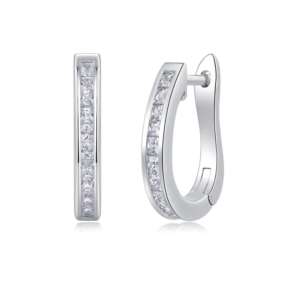 Princess Cut Moissanite Hoop Earrings  For Women's