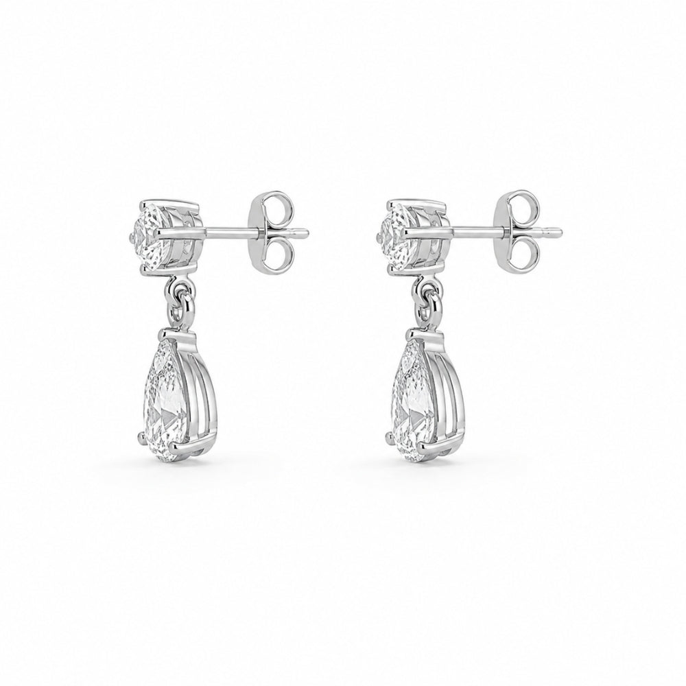 Round & Pear Cut Moissanite Women's Drop Dangle Earrings