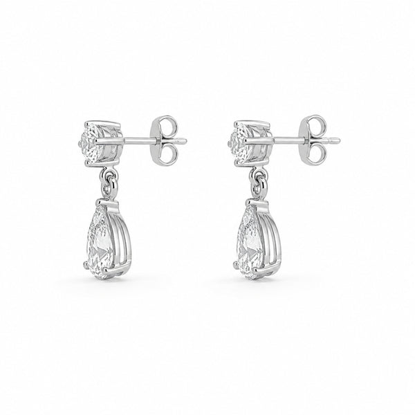 Round & Pear Cut Moissanite Women's Drop Dangle Earrings