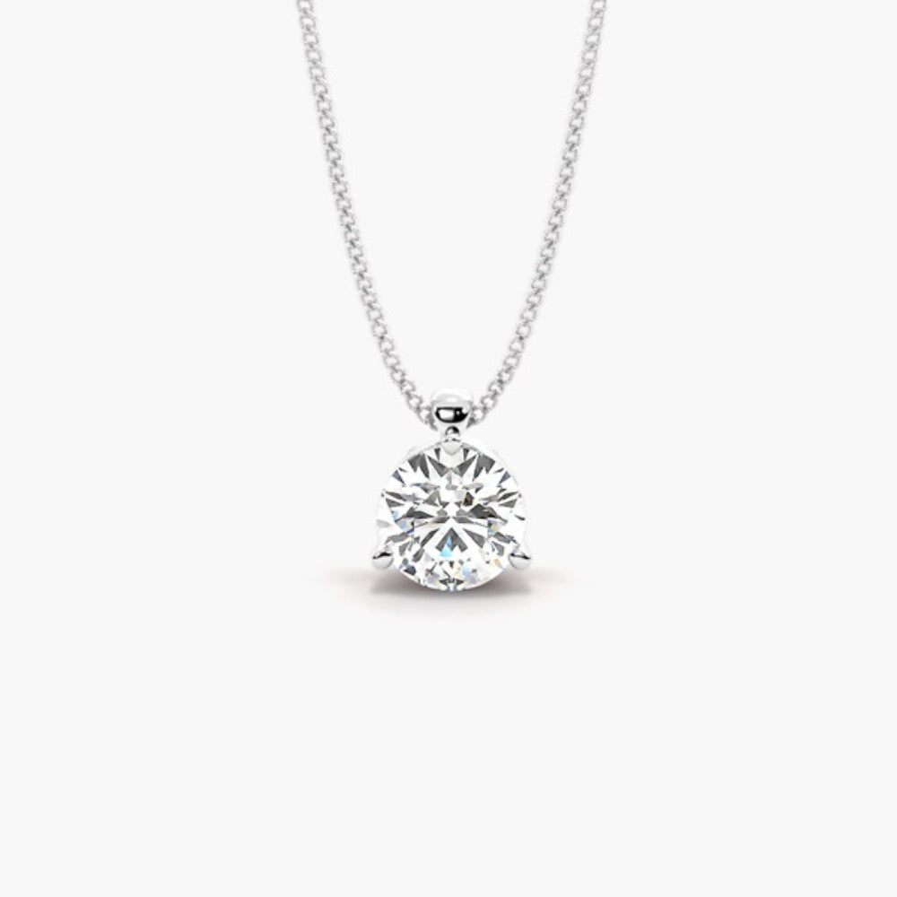 Round Cut Colorless Moissanite Solitaire Pendant