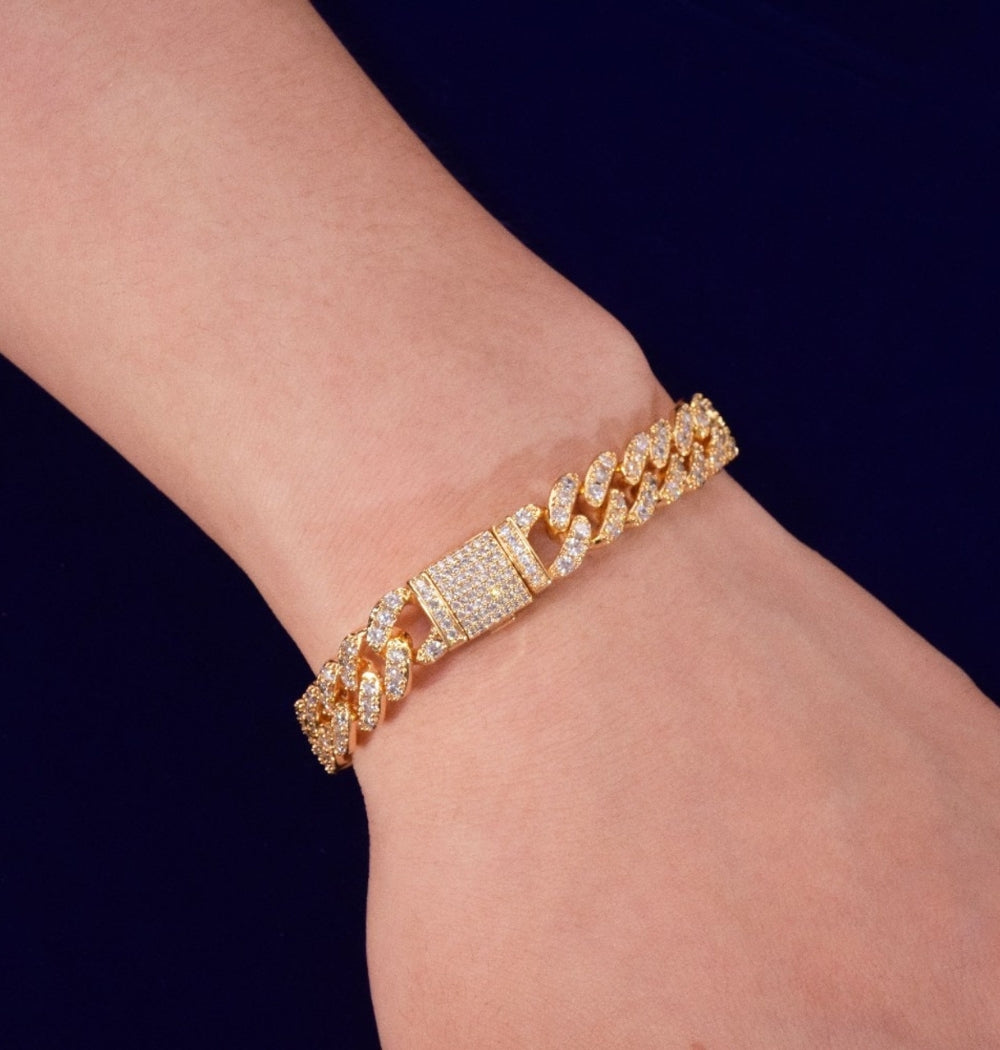 Iced Out Moissanite Miami Cuban Link Men's Hip Hop Bracelet