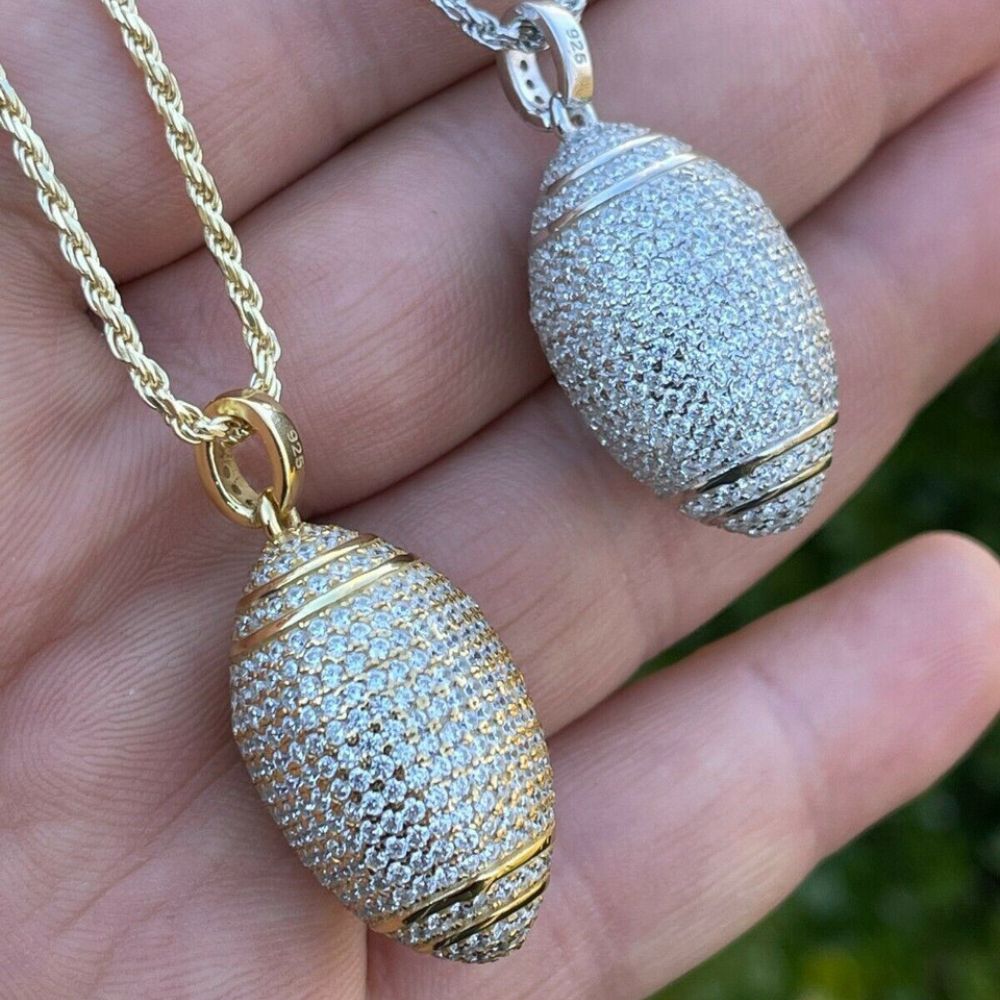 Football Iced Out Moissanite Rapper Style Hip Hop Pendant