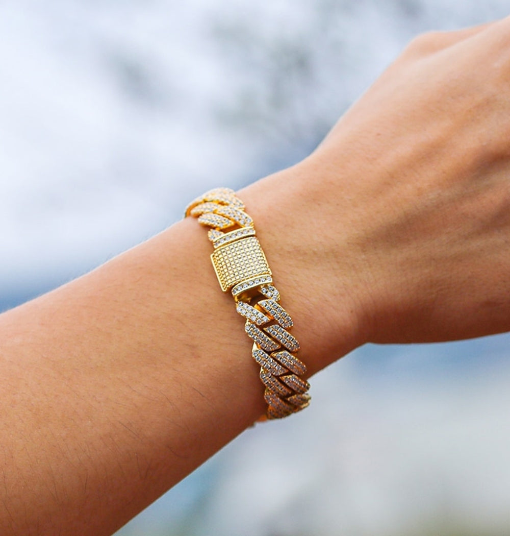 Moissanite Round Cut Cuban Link Men's Hip Hop Bracelet