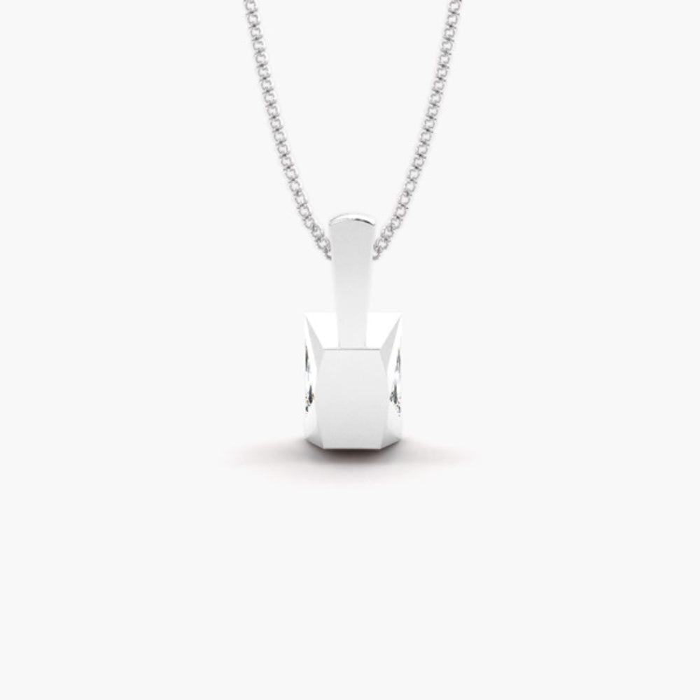 Princess Cut Moissanite Solitaire Bar Set Pendant