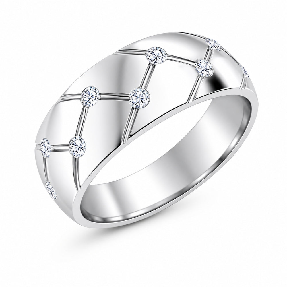 Round Cut Lab Grown Diamond Flush Set Wedding Band For Men