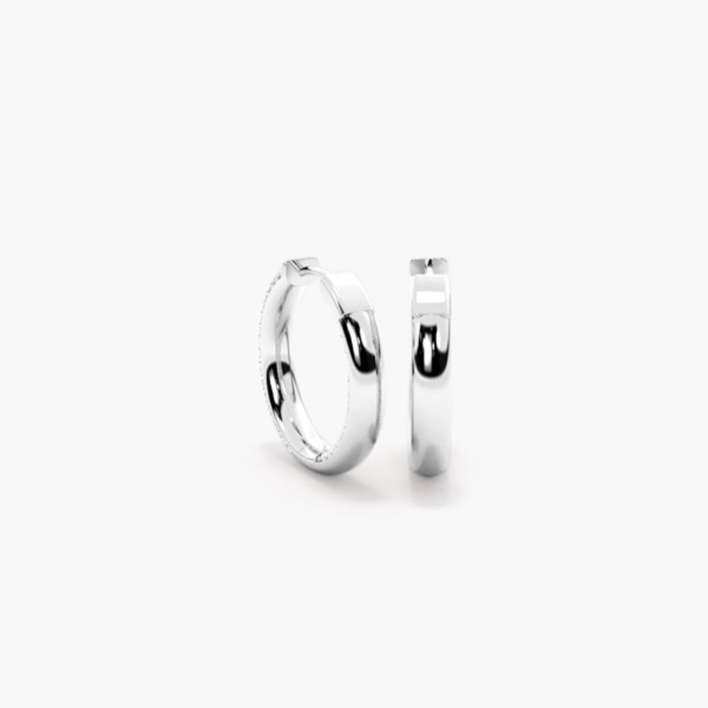 Round Cut Moissanite Three Row Pave Set Hoop Earrings