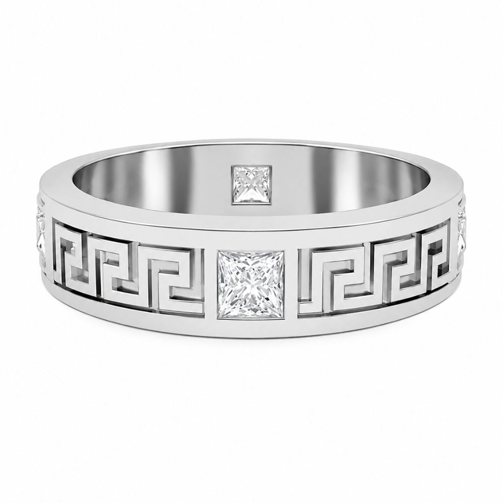 Lab Grown Diamond Princess Cut Bezel Set Men's Wedding Band