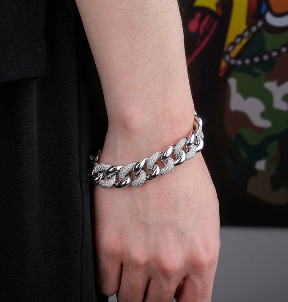 Men's Wear Moissanite Half Iced Miami Cuban Link Hip Hop Bracelet