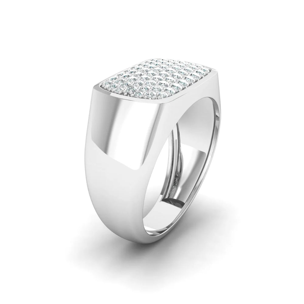 Round Cut Lab Grown Diamond Pave Set Men's Ring For Anniversary Gift