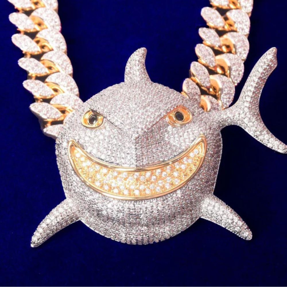 Lab Grown Diamond Round Cut Shark Face Hip Hop Pendant