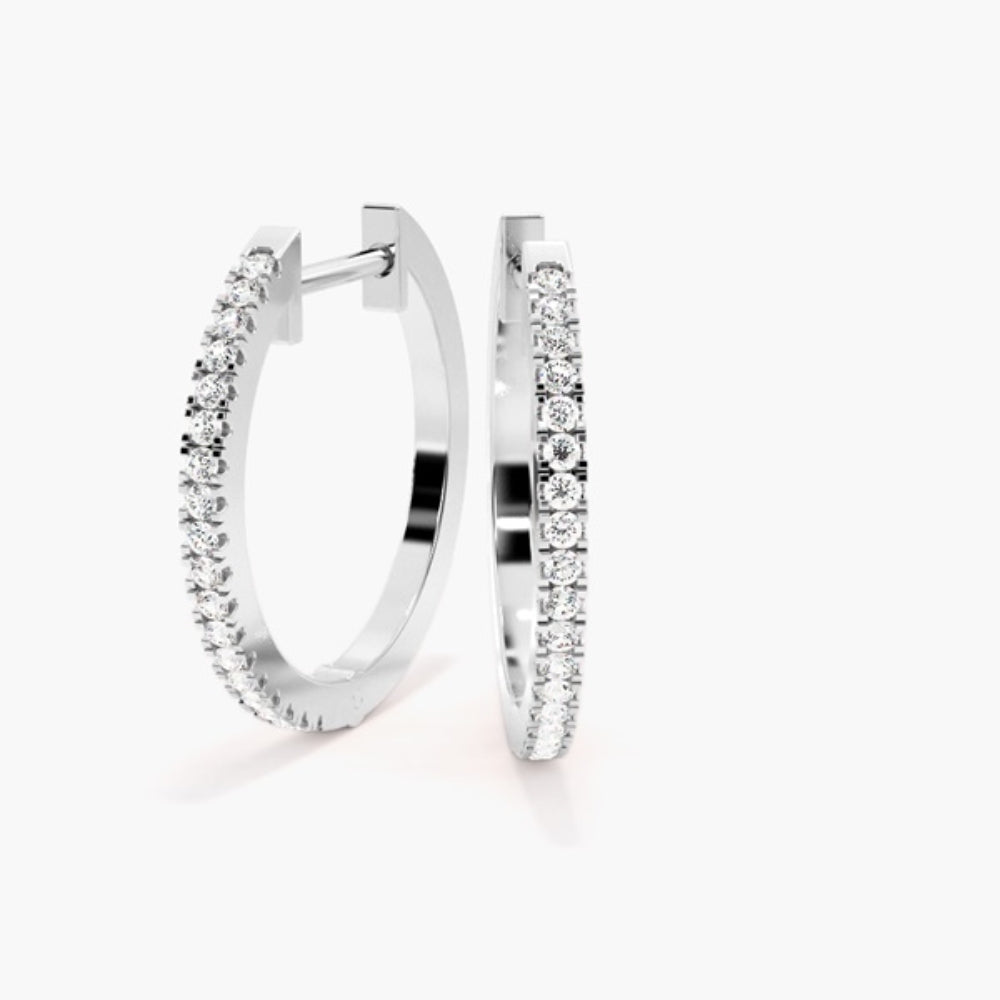 Colorless Moissanite Round Cut Hoop Earrings