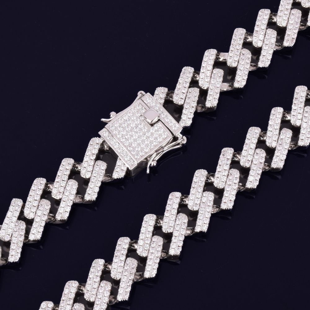 Round Cut Lab Grown Diamond Miami Link Chain For Men