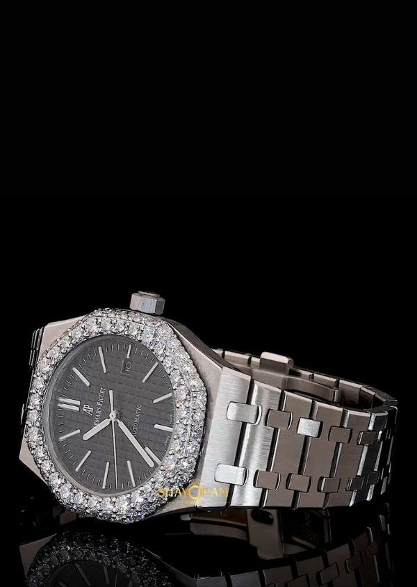 Iced Out Moissanite Diamond Black Dial Luxury Wrist Watch For Men's