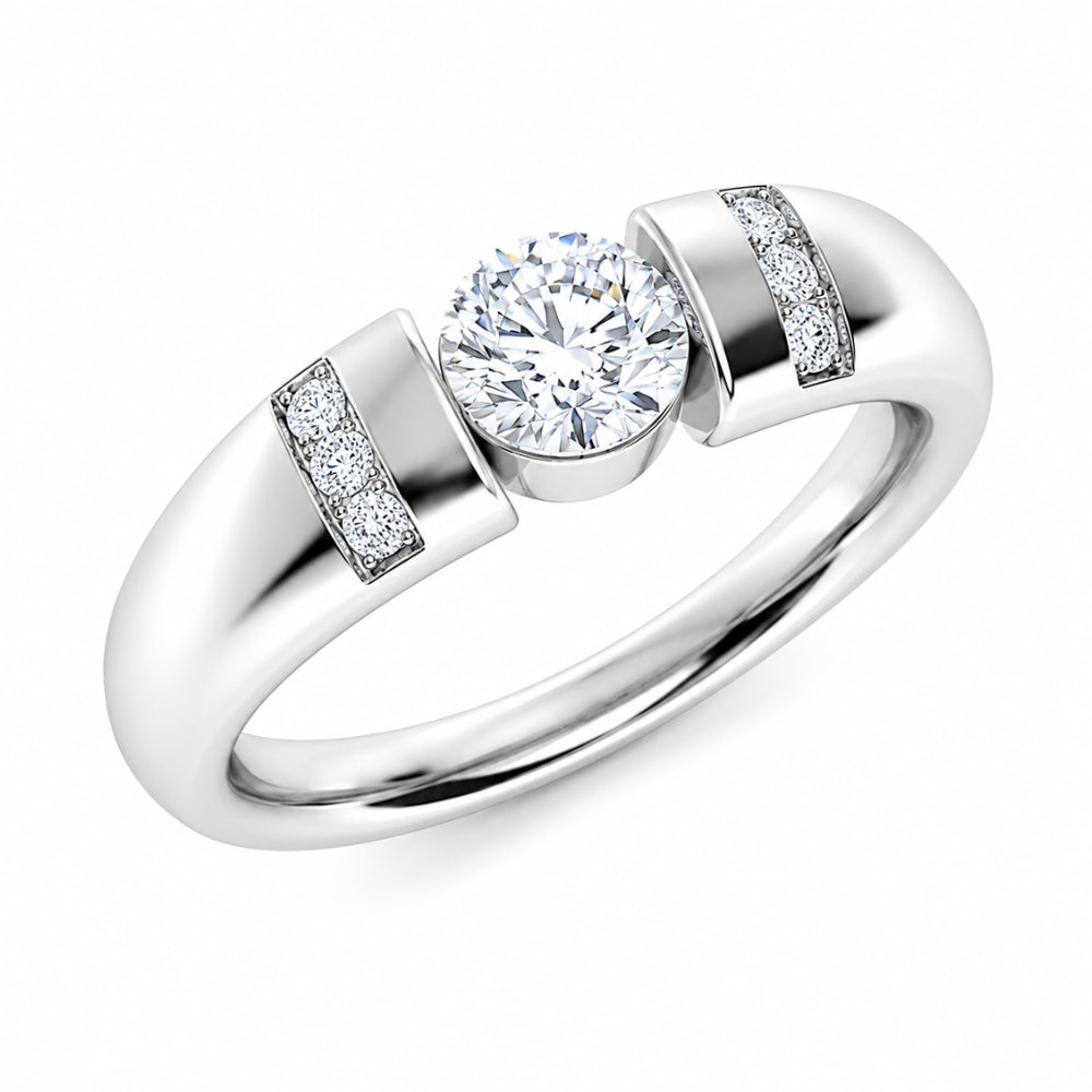 Round Cut Bar Set Lab Grown Diamond Men's Ring For Anniversary Gift