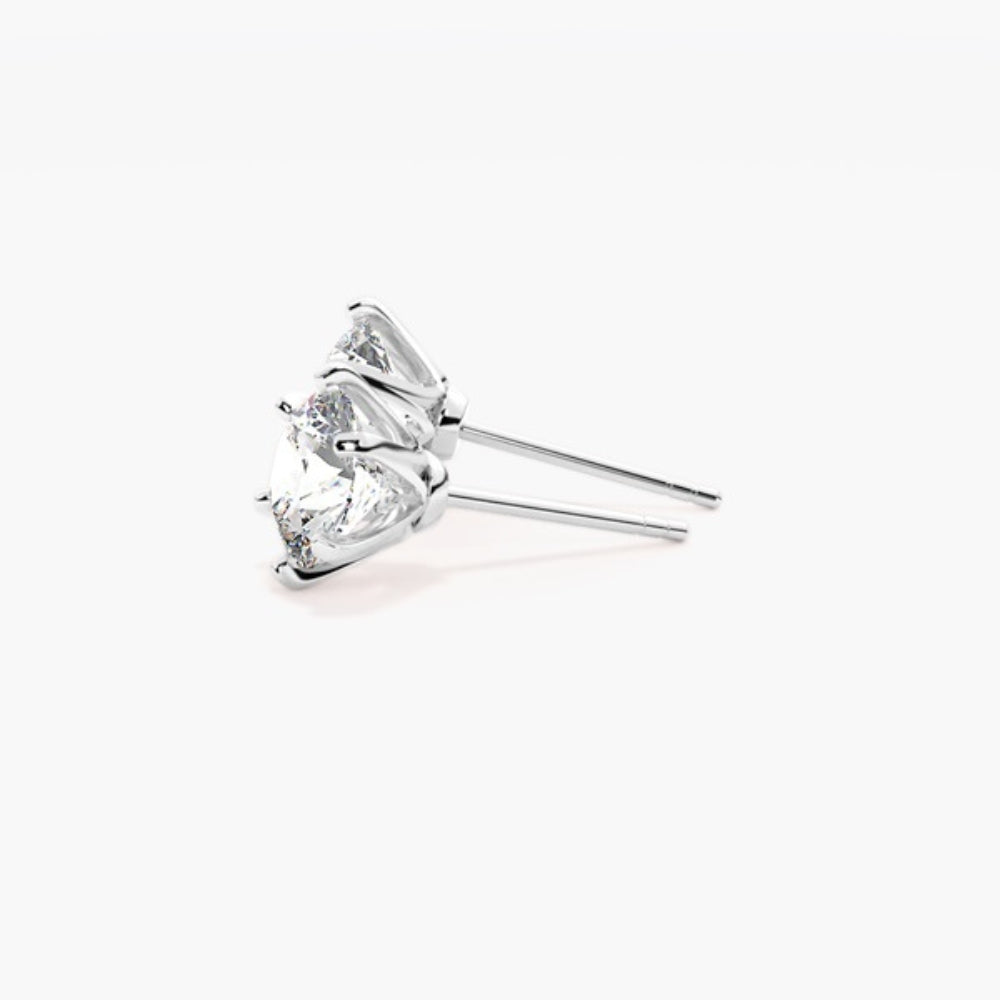 VVS1 Round Cut Six Prong Solitaire Stud Earring