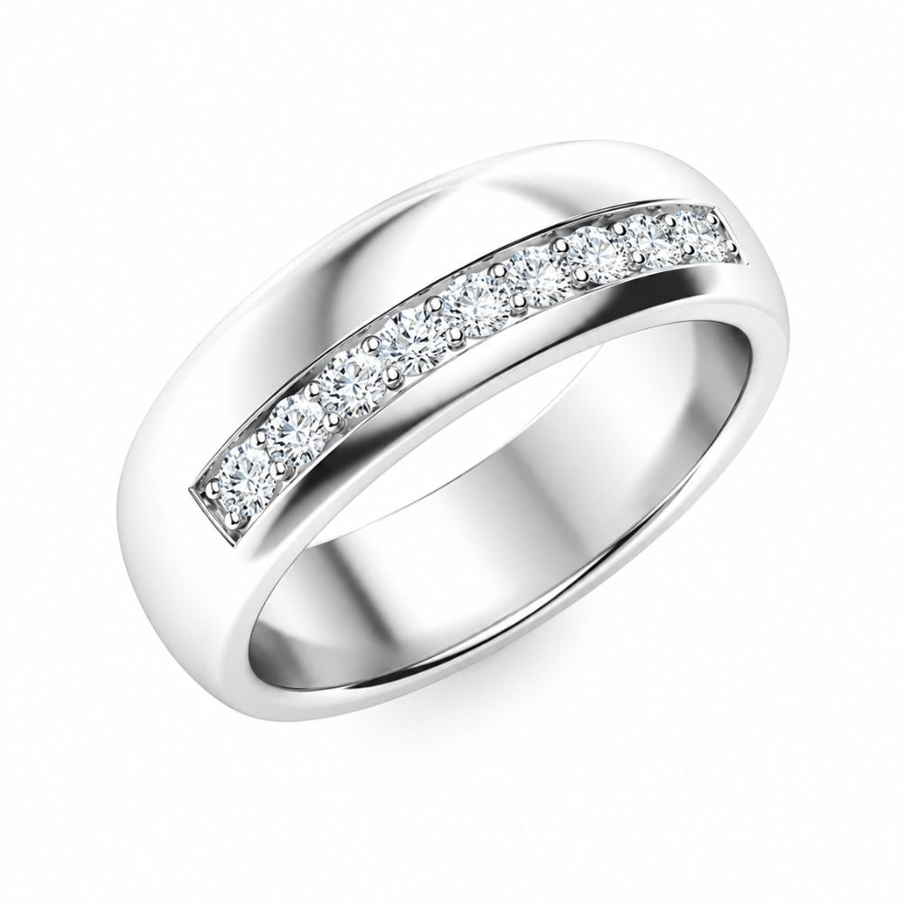 Round Cut Lab Grown Diamond Pave Set Band For Wedding