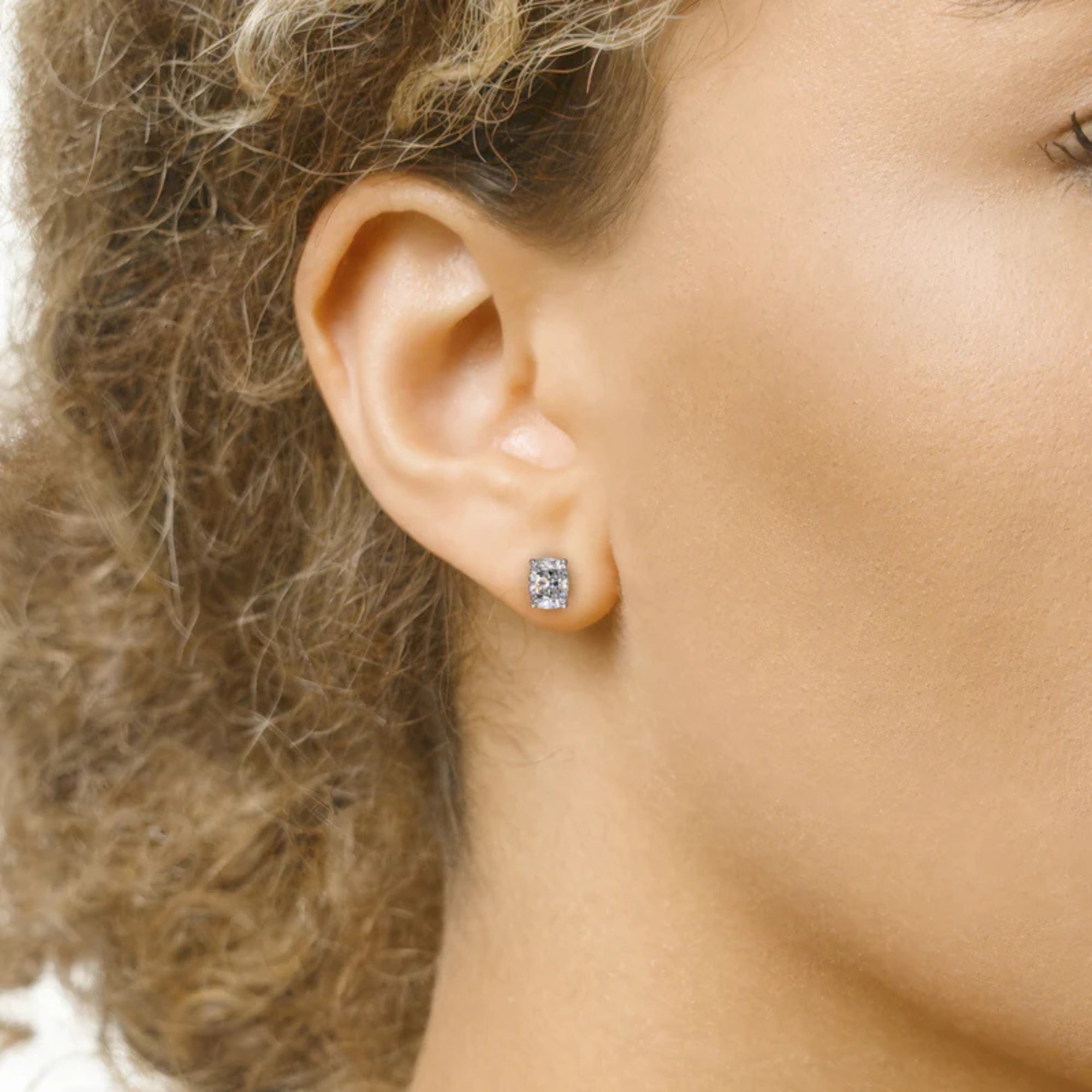 Moissanite Elongated Cushion Cut Stud Earring