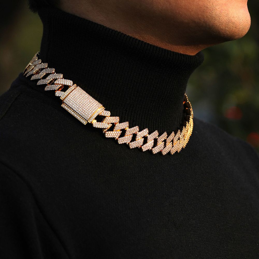 Lab Grown Diamond Round Cut Iced Out Cuban Chain For Men