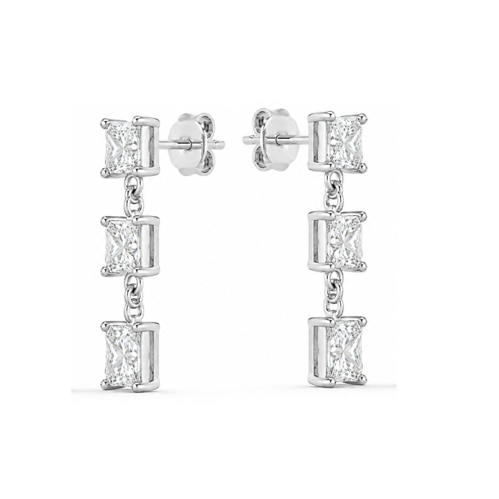 Moissanite Princess Cut Classic Drop Dangle Earring For Women