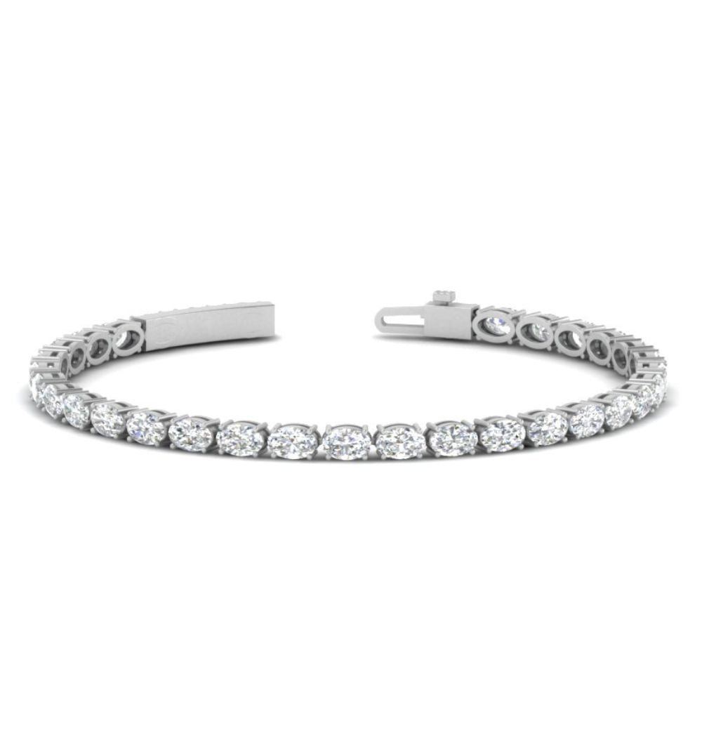 Moissanite Oval Cut Tennis Bracelet For Anniversary Gift