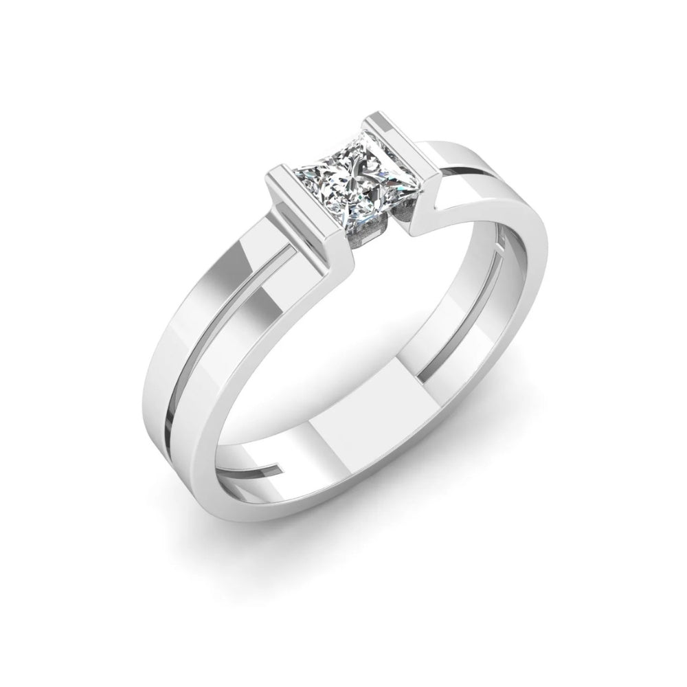 Princess Cut Lab Grown Diamond Solitaire Bar Set Engagement Ring