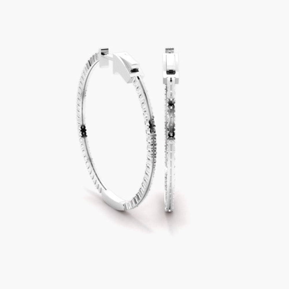 Moissanite Round Cut Pave Set Hoop Earrings