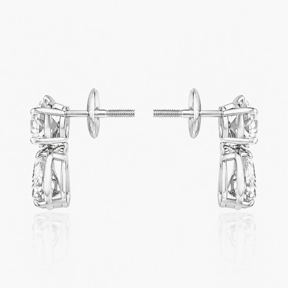 Paer & Round Cut Moissanite Drop Dangle Earring For Women