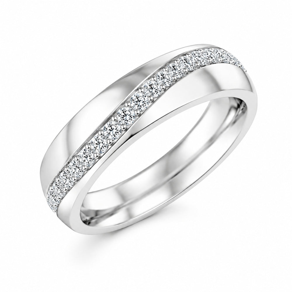 Pave Set Round Cut Lab Grown Diamond Classic Wedding Band