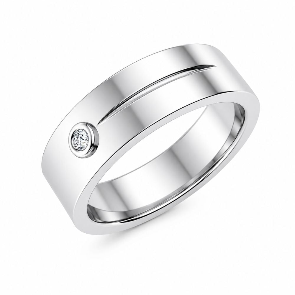 Round Cut Lab Grown Diamond Bezel Set Wedding Band