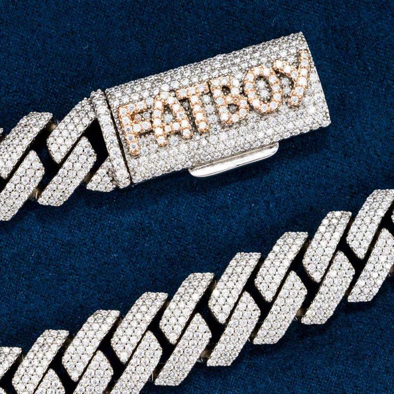 Iced Out 22MM Moissanite Diamond Custom Name Cuban Link Chain with 925 Sterling Silver Hip Hop jewelry